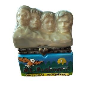 Fred Harvey Trading Company Trinket Box Mount Rushmore Souvenir Porcelain